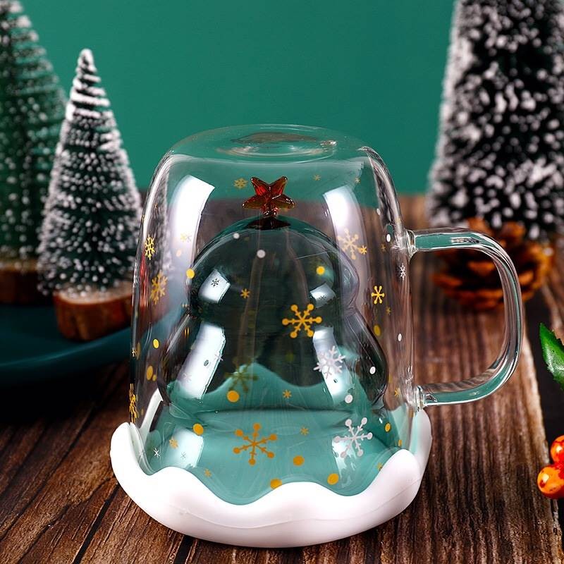 【美安免運】聖誕樹雙層玻璃杯 禮物 交換禮物